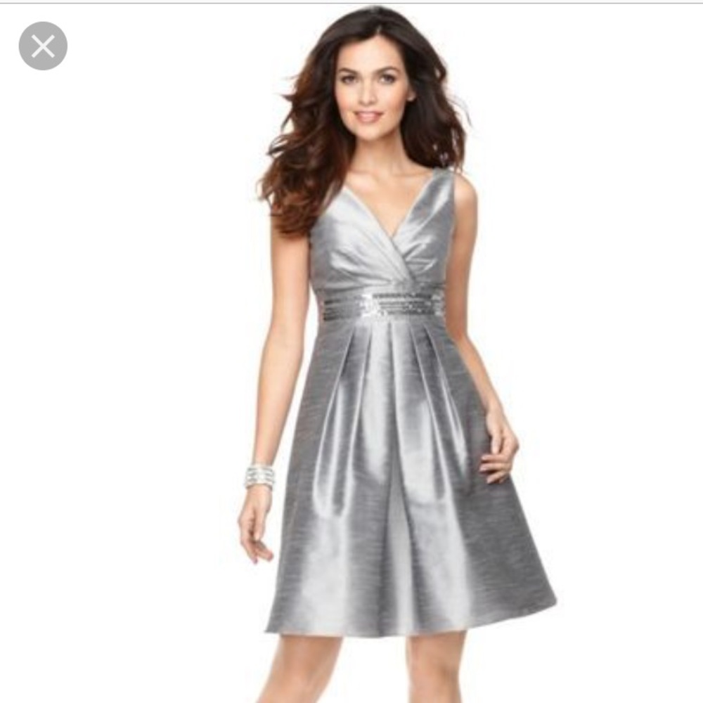 Fit & Flare silver cocktail dress
